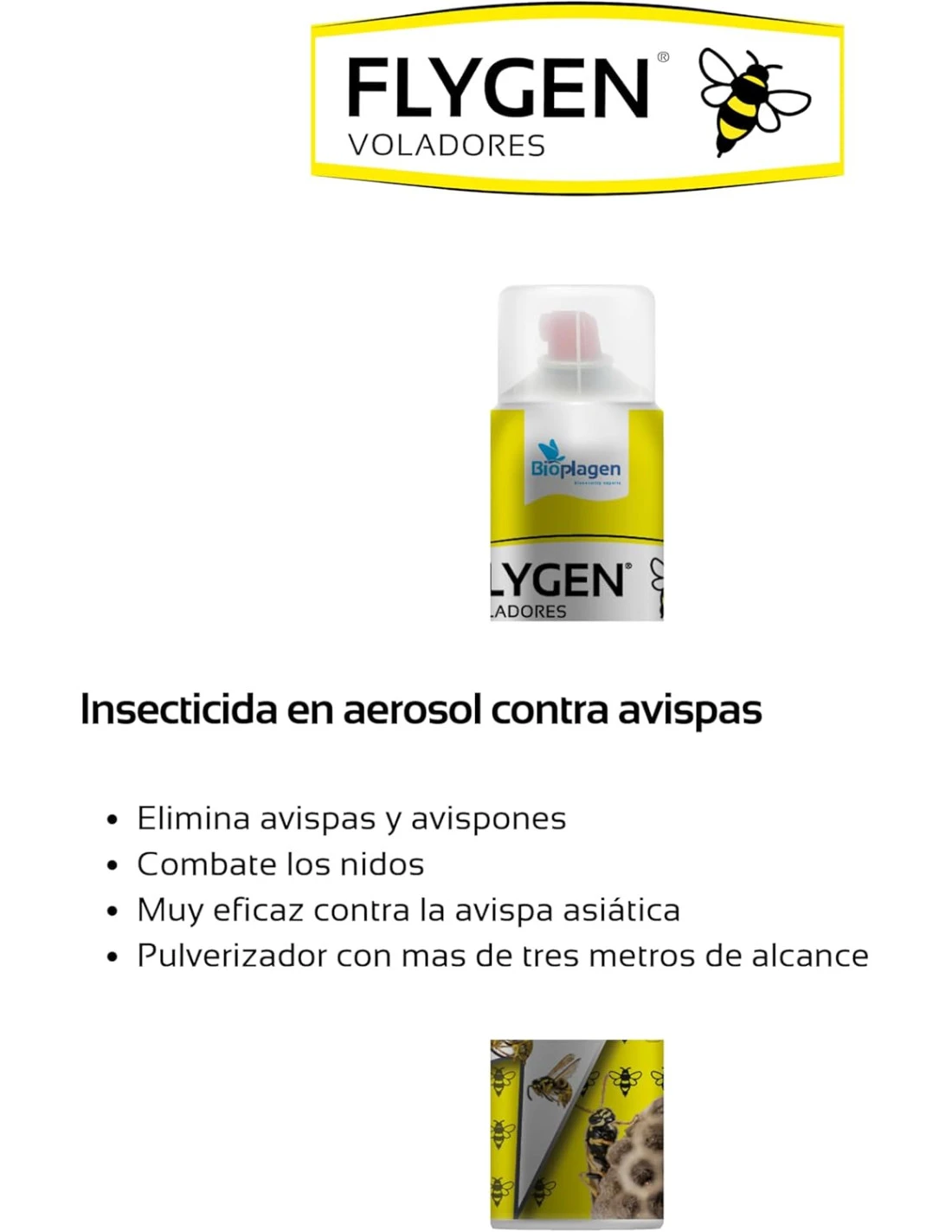Insecticida Avispas Aerosol Largo Alcance 750ml 2 Insecticida Avispas Aerosol Largo Alcance 750ml - Imagen 2